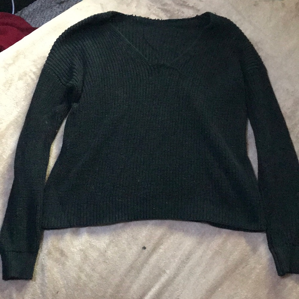 Black distressed sweater